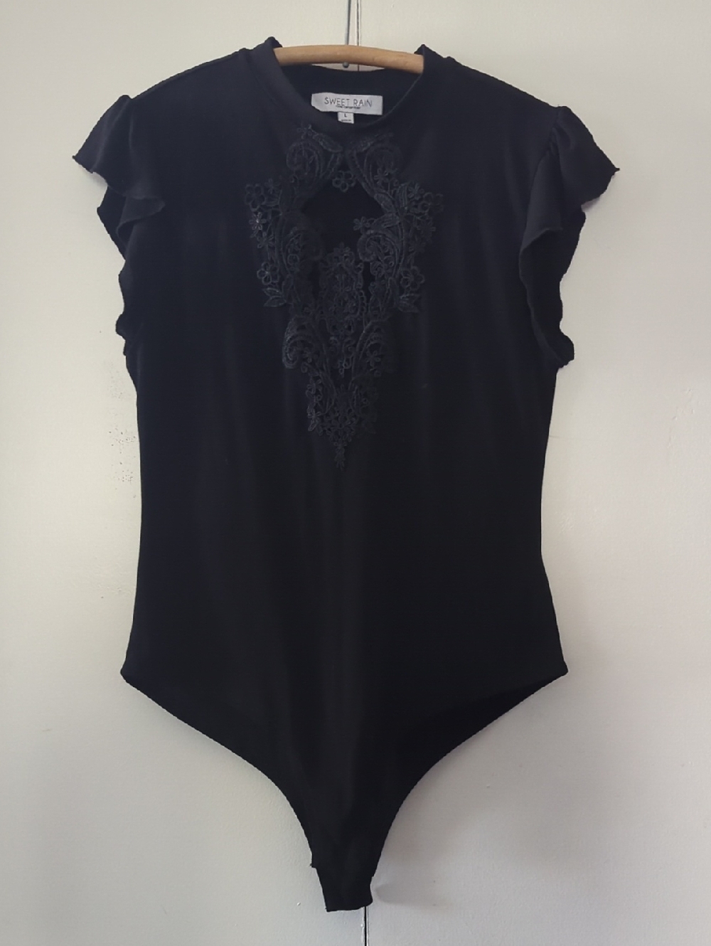 Black Ruffle-Sleeve Bodysuit